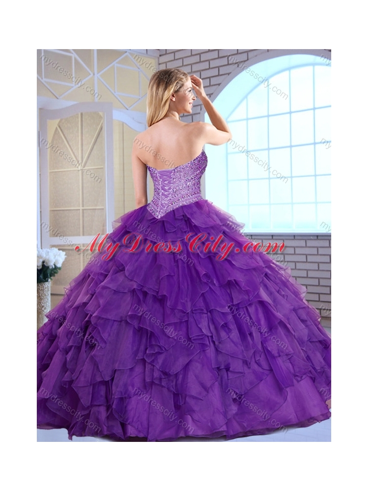 Pretty Sweetheart Beading and Ruffles Quinceanera Dresses in Fuchsia