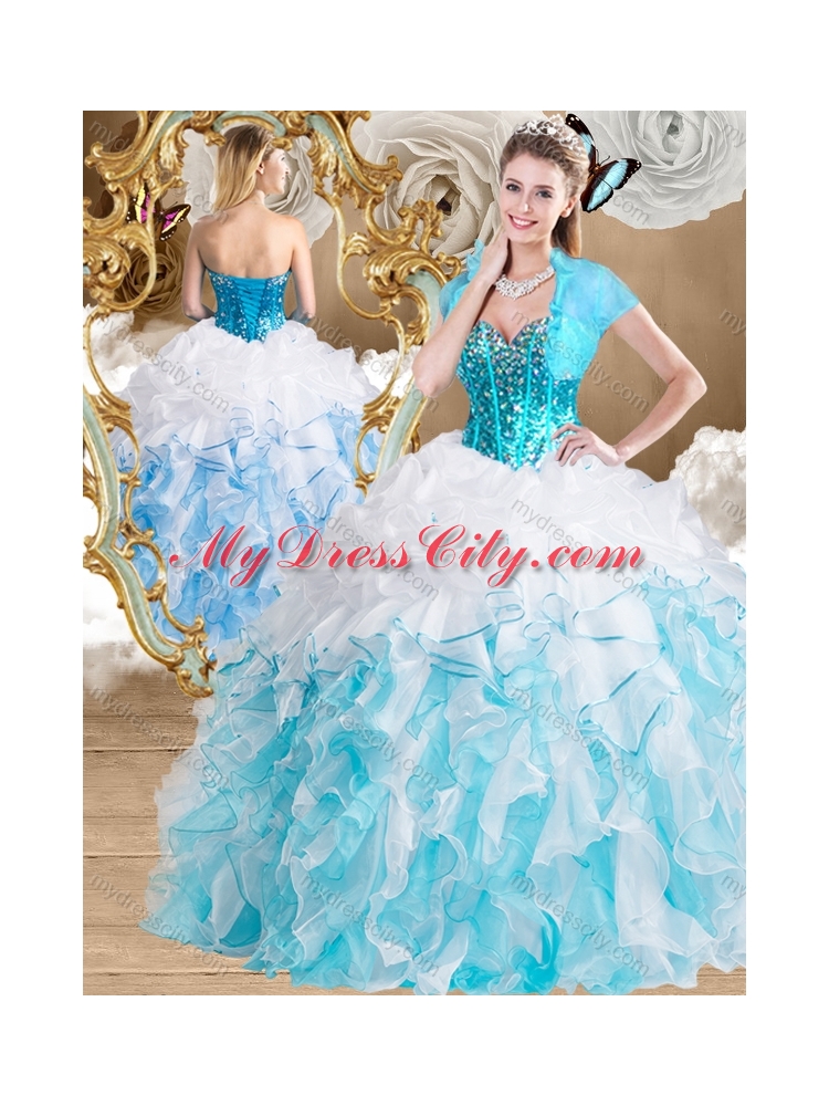 Beautiful Ball Gown Sweetheart Quinceanera Gowns with Beading and Ruffles