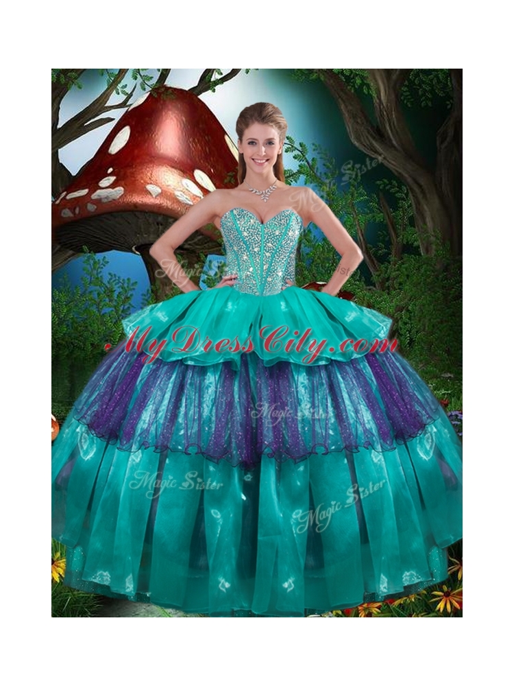 2016 Beautiful Detachable Quinceanera Dresses with Beading and Ruffled Layers for Spring