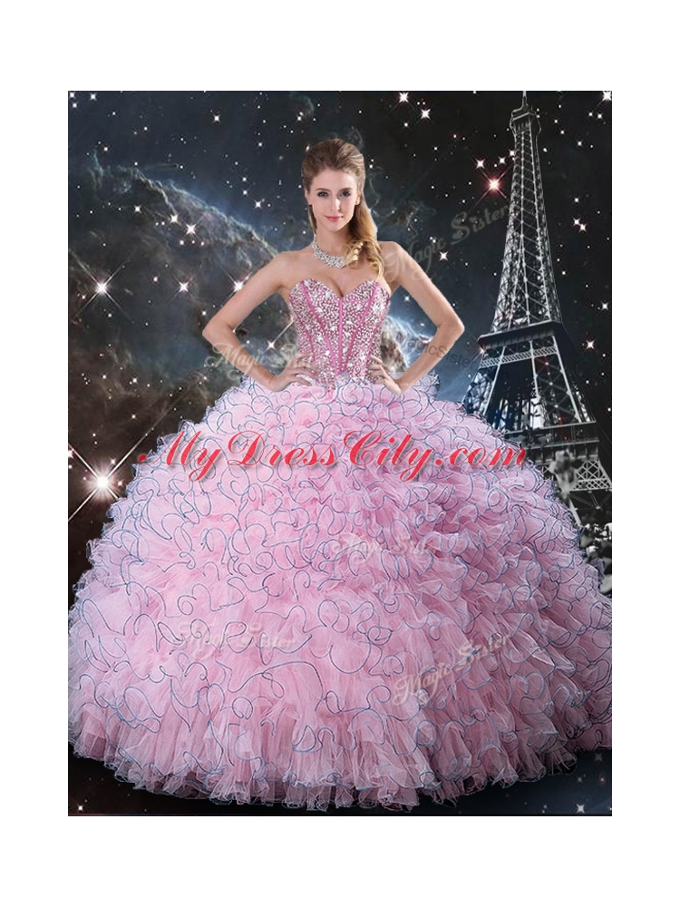 2016 Pretty Detachable Quinceanera Dresses with Beading and Ruffles