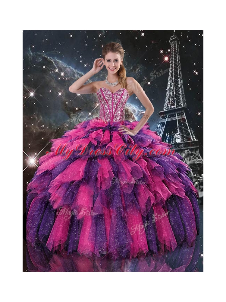 Luxurious Detachable Quinceanera Gowns with Beading and Ruffled Layers
