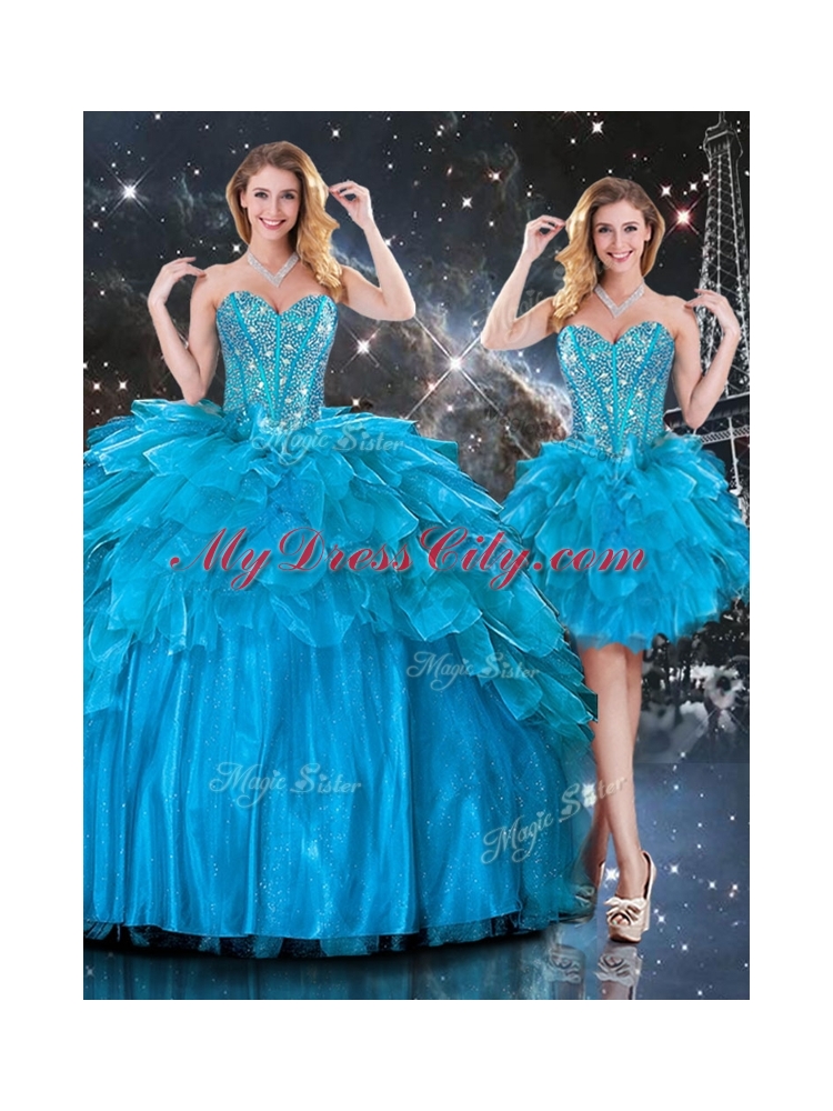 New Arrivals Detachable Sweetheart Sweet 16 Dresses with Beading in Blue