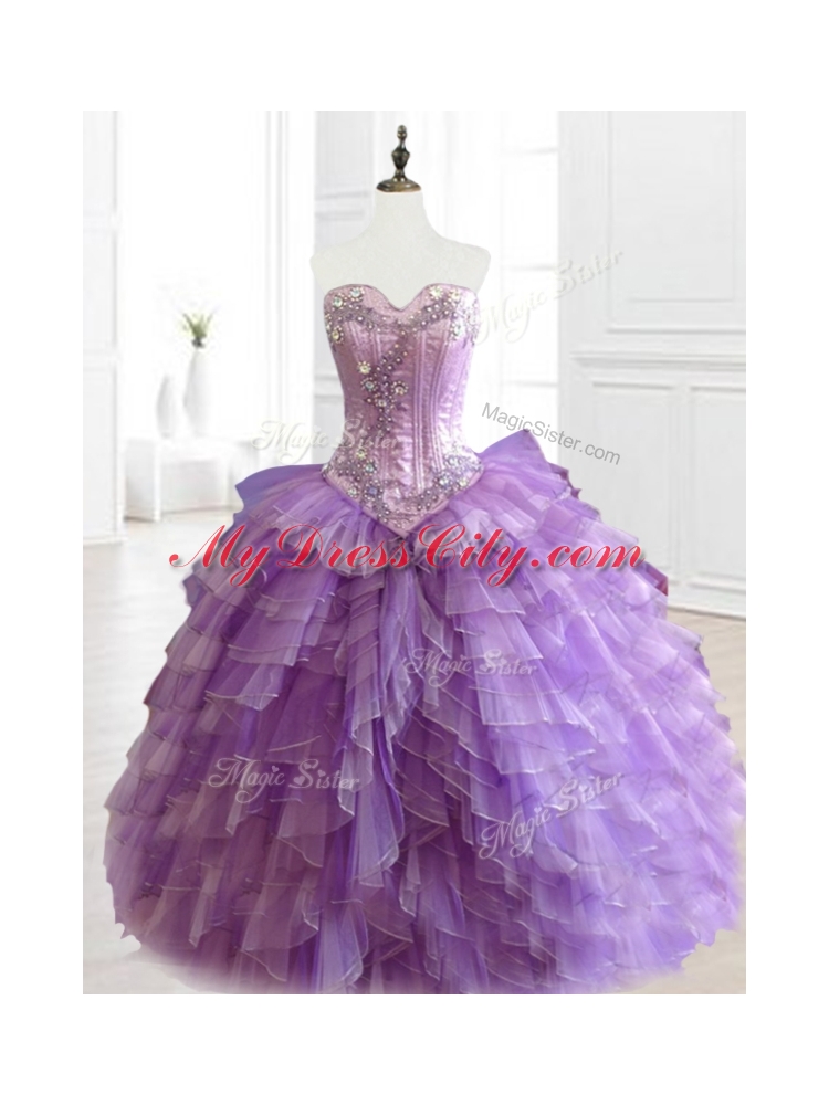 Custom Made Multi Color Sweetheart Quinceanera Dresses with Beading and Ruffles