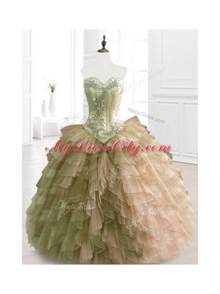 Custom Made Multi Color Sweetheart Quinceanera Dresses with Beading and Ruffles
