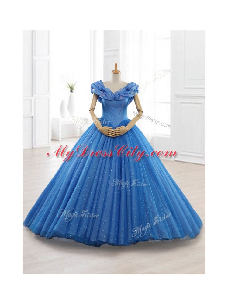 In Stock Appliques Off the Shoulder Quinceanera Dresses in Blue