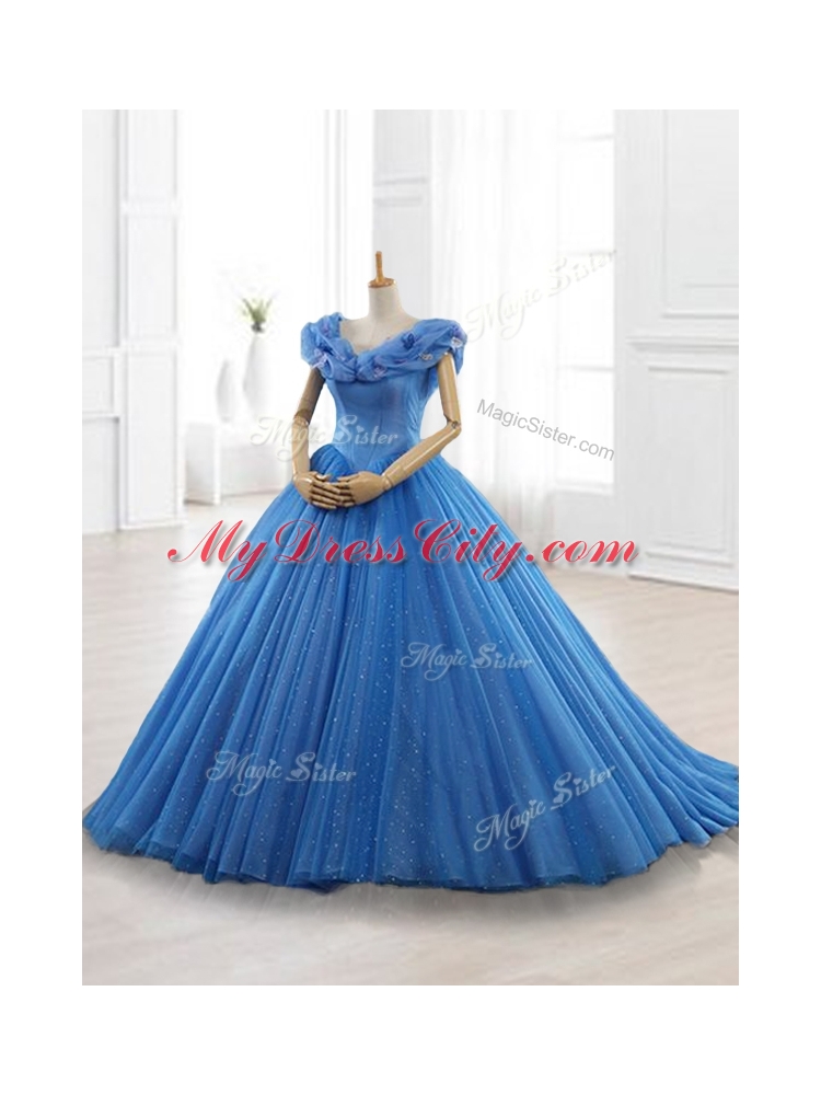 In Stock Appliques Off the Shoulder Quinceanera Dresses in Blue