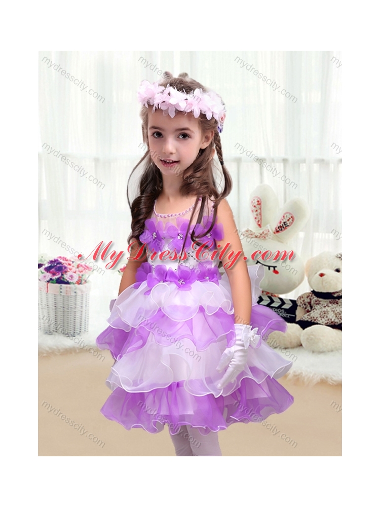 2016 Perfect Short  Little Girls Pageant Dresses with Appliques and Ruffled Layers