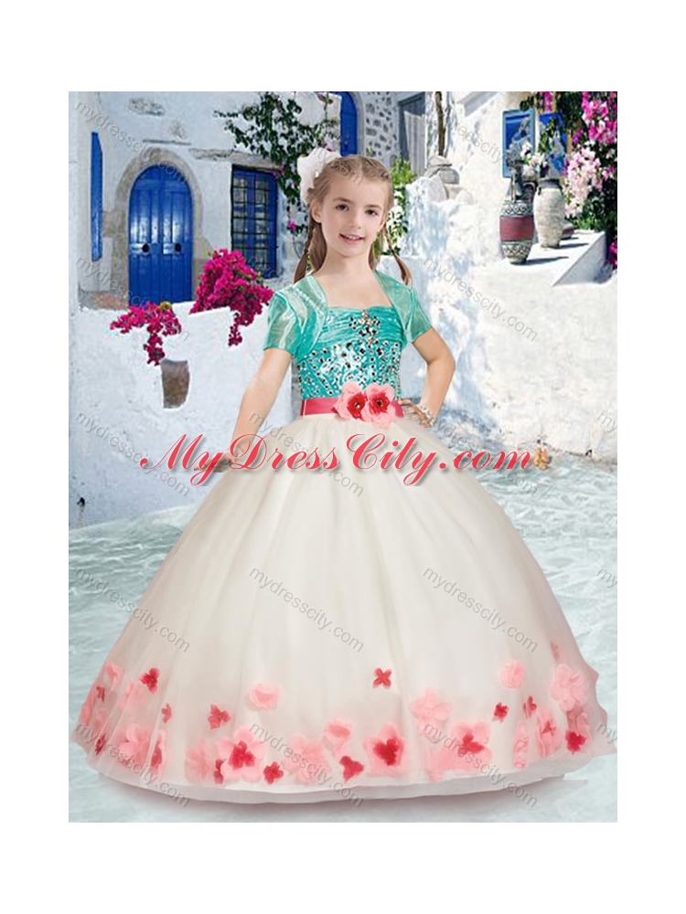 Cheap Spaghetti Straps Little Girl Pageant Dress with Sashes and Beading