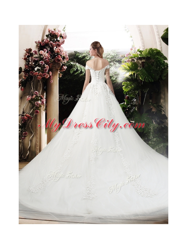 Beautiful A Line Off the Shoulder Wedding Dresses with Appliques