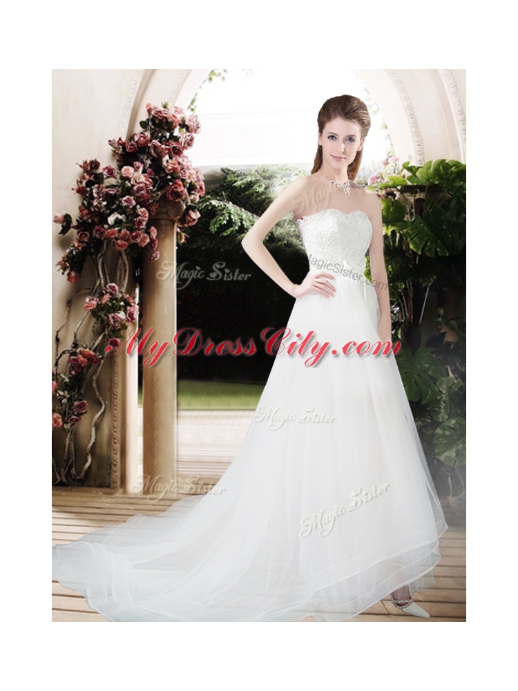 Exclusive Empire Sweetheart Wedding Dresses with Brush Train for 2016