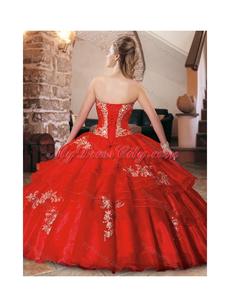 New Style Applique and Beaded Quinceanera Dress in Organza