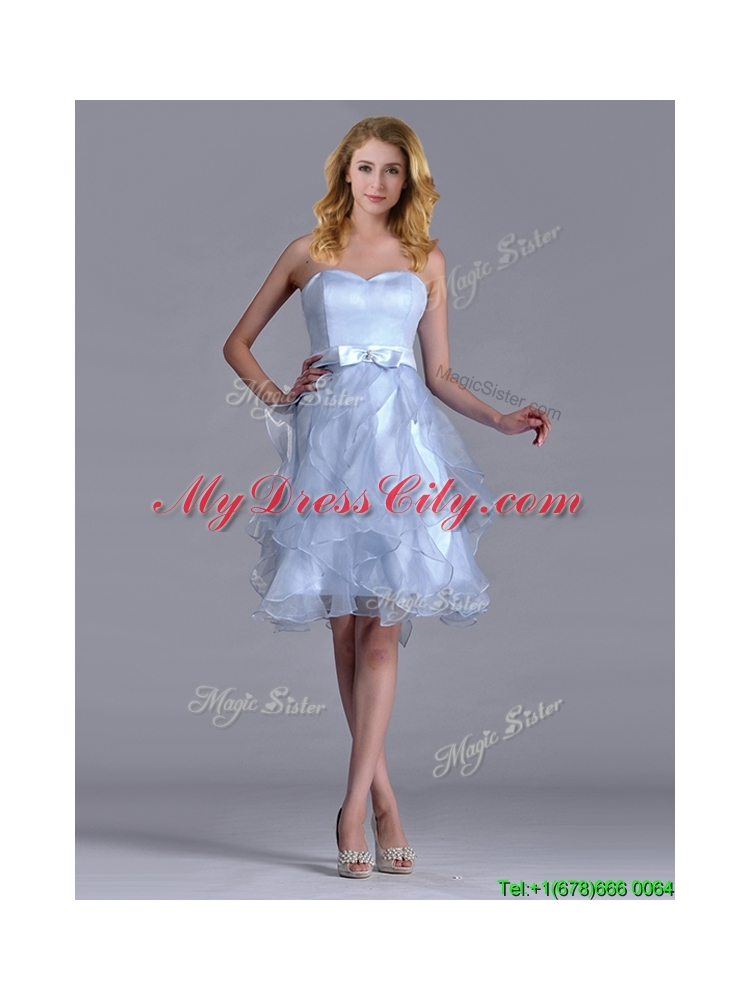 Cheap Empire Sweetheart Bowknot Lavender BridesmaidDress in Knee Length