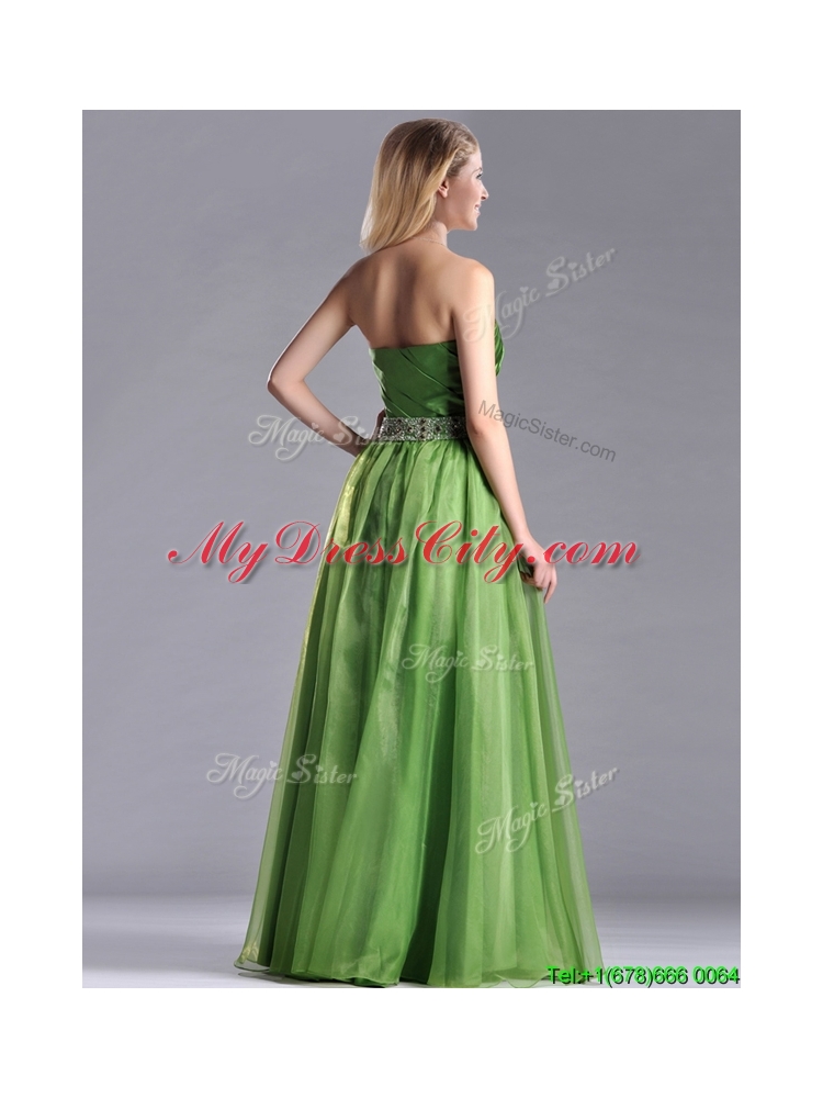 Exclusive Strapless Beaded Decorated Waist Prom Dress with Side Zipper