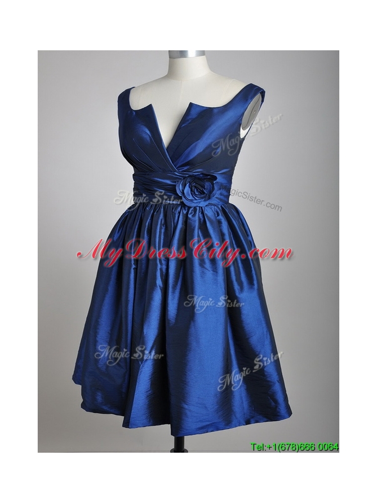 Exquisite Open Back Hand Crafted Flower Prom Dress in Royal Blue