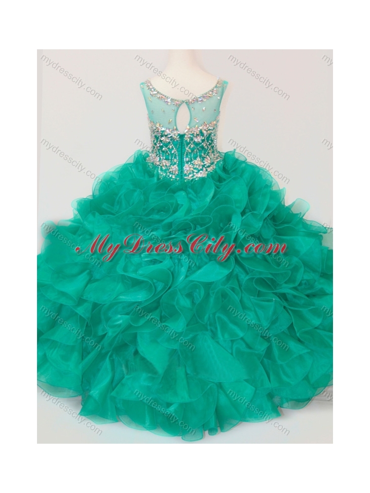 2016 Exclusive Scoop Hot Pink Little Girl Pageant Dress with Beading and Ruffles