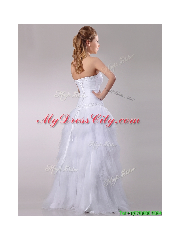 2016 Popular A Line Sweetheart Tulle Bridal Dress with Beading