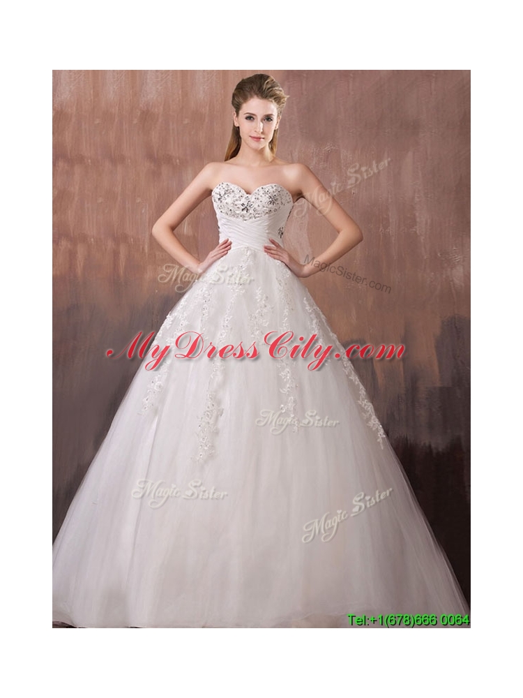 Lovely A Line Sweetheart Wedding Dresses with Beading and Appliques