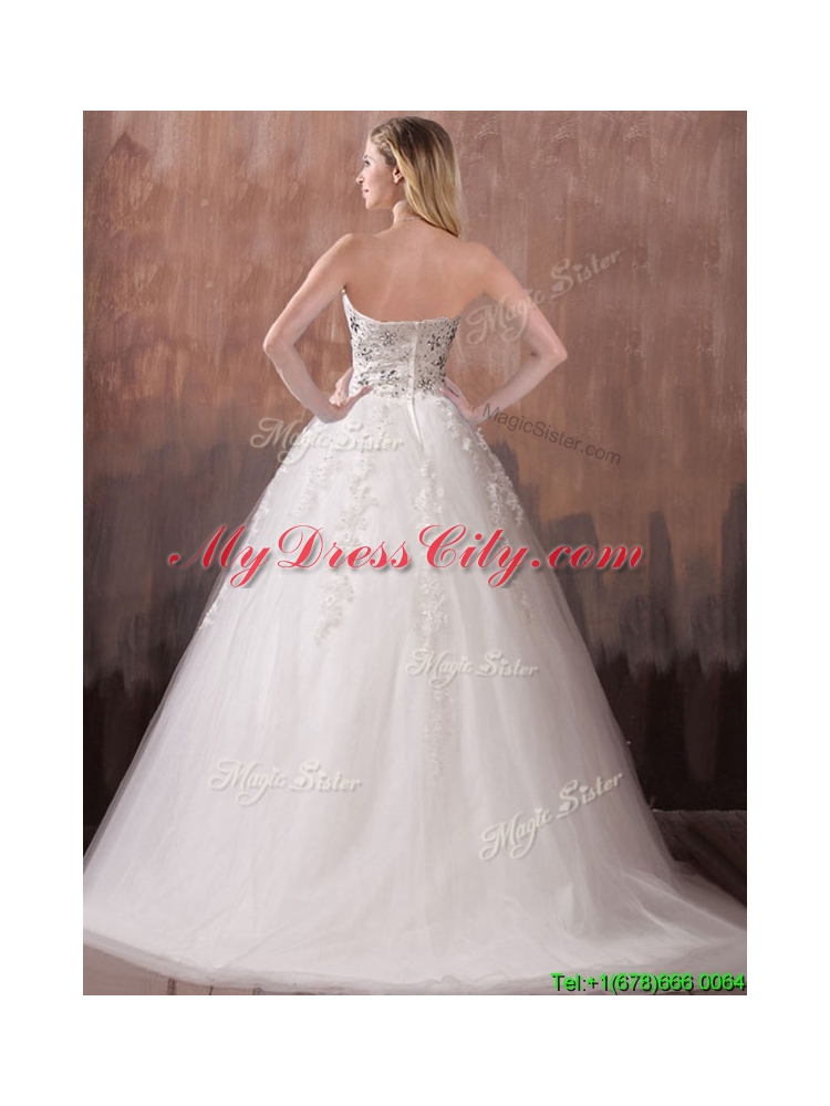 Lovely A Line Sweetheart Wedding Dresses with Beading and Appliques