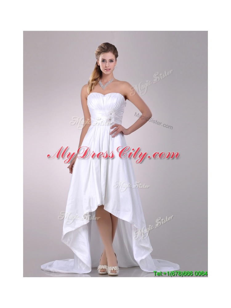 Lovely High Low Wedding Dresses with Hand Crafted and Ruching