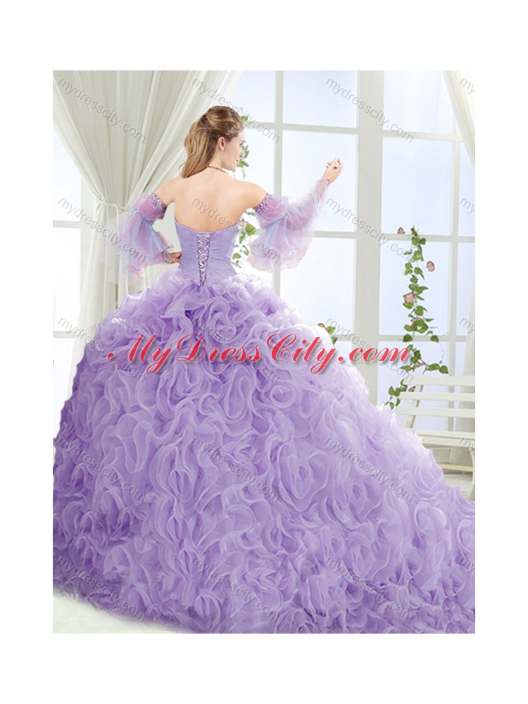 Exquisite Beaded Big Puffy Detachable 2016 Quinceanera Dresses with Brush Train