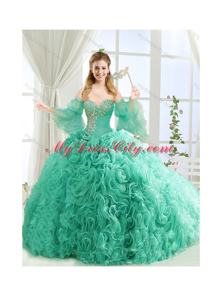 Exquisite Beaded Big Puffy Detachable 2016 Quinceanera Dresses with Brush Train