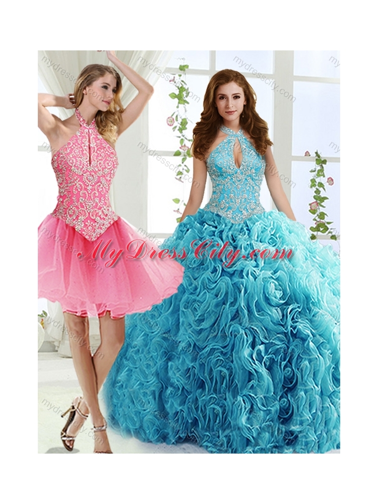 Cut Out Bust Beaded Detachable Quinceanera Skirts in Baby Blue