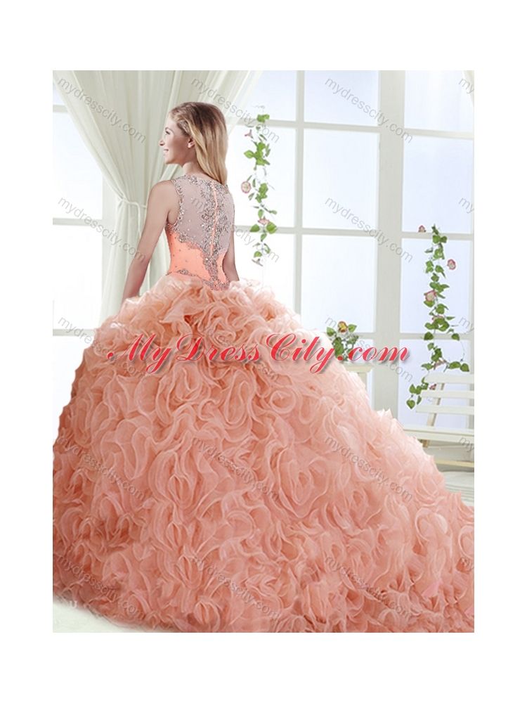 Gorgeous Beaded Straps Detachable Quinceanera Skirts with See Through Back