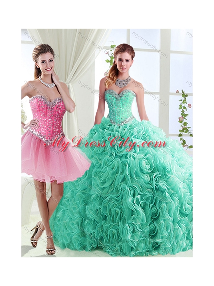 Romantic Rolling Flowers Really Puffy Detachable Quinceanera Skirts in with Beading