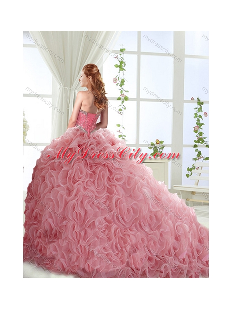 Romantic Rolling Flowers Really Puffy Detachable Quinceanera Skirts in with Beading