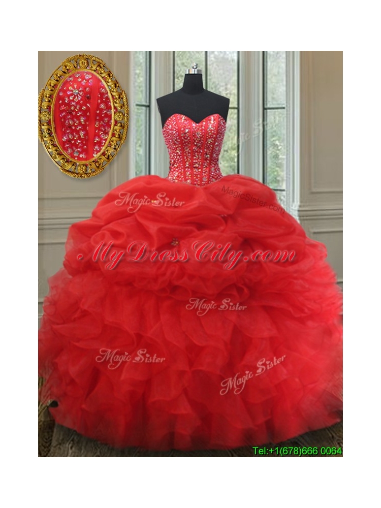 2017 Elegant Visible Boning Bubble Quinceanera Dress with Beading and Ruffles