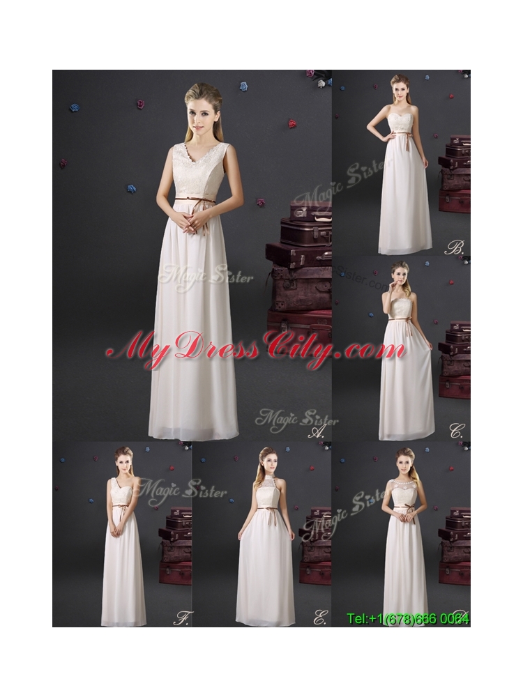 2017 Lovely Sweetheart Chiffon Laced Dama Dress with Appliques and Belt