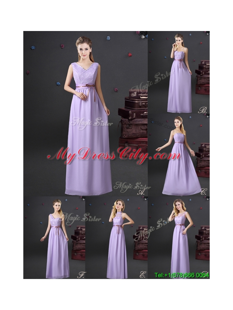 New Style Empire Halter Top Lavender Dama Dress in Chiffon