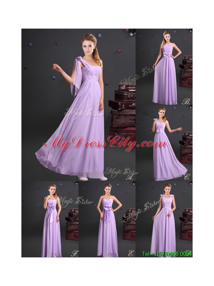 2017 Sweet One Shoulder Lavender Prom Dress with Ruching and Handmade Flowers