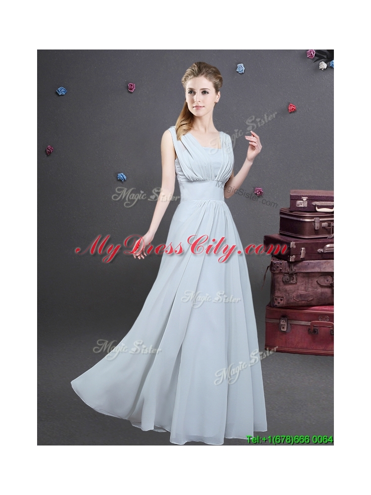 Most Popular Empire Grey Long Prom Dress in Chiffon