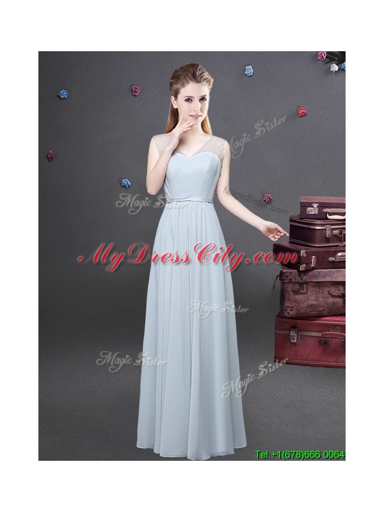 Most Popular Empire Grey Long Prom Dress in Chiffon