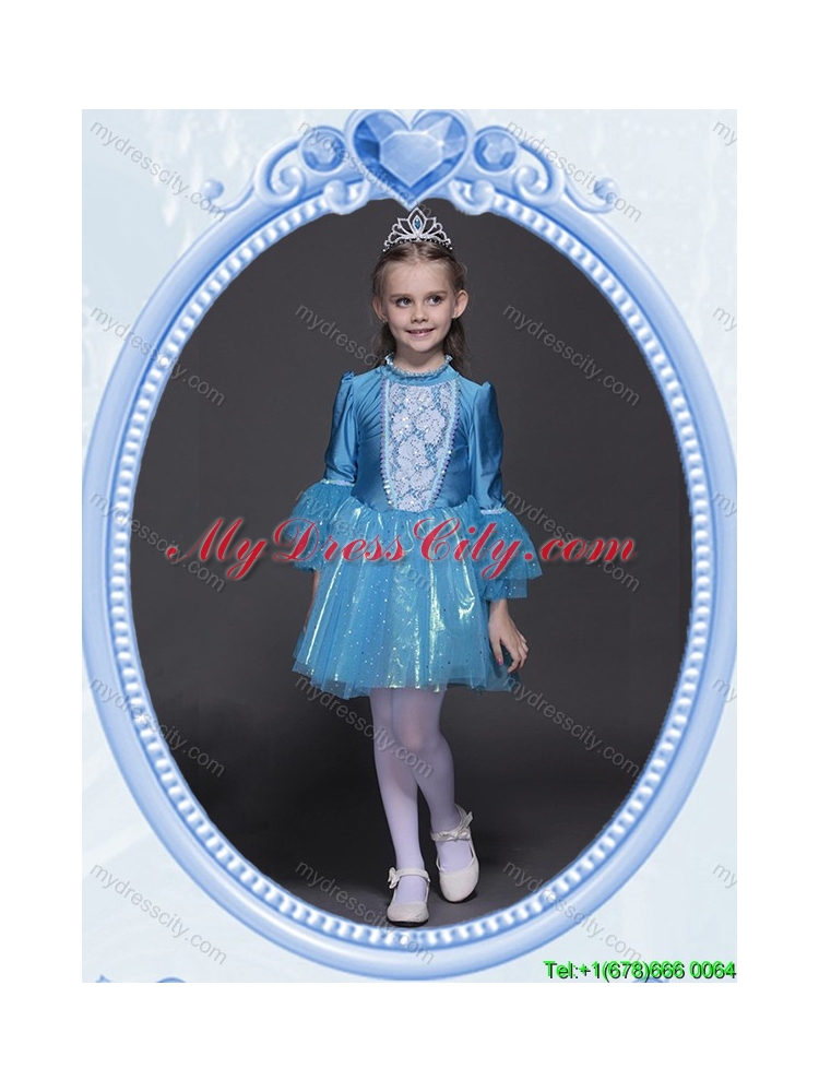 Halloween Classical Long Sleeves Short Little Girl Pageant Dress in Tulle and Taffeta