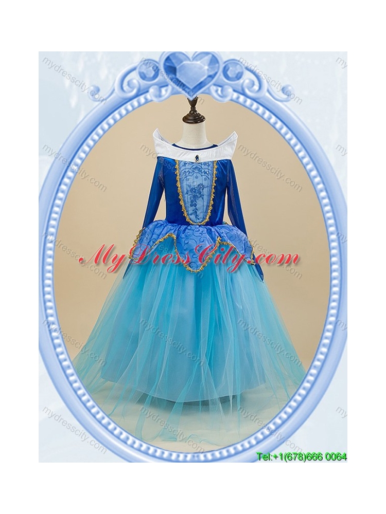 Halloween Lovely Baby Blue Little Girl Pageant Dress with Embroidery and Beading