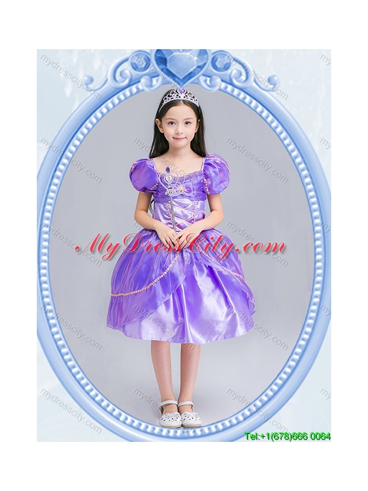 Halloween Perfect Square Beaded and Bowknot Little Girl Pageant Dress in Knee Length