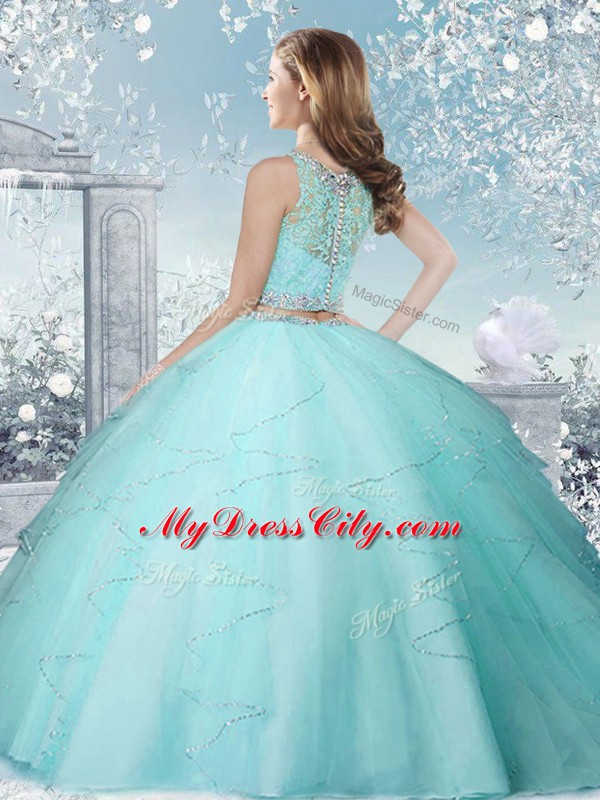 Elegant Sleeveless Clasp Handle Floor Length Beading 15th Birthday Dress