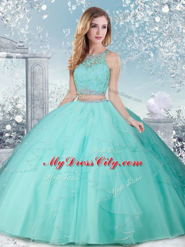 Elegant Sleeveless Clasp Handle Floor Length Beading 15th Birthday Dress