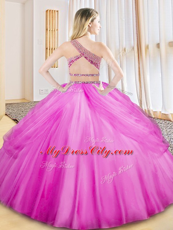 Shining Tulle Sleeveless Floor Length Sweet 16 Dresses and Beading and Ruching and Pick Ups