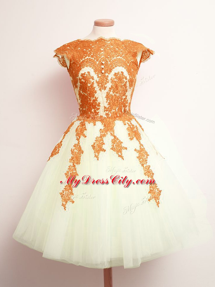 Mini Length Lace Up Wedding Party Dress Multi-color for Prom and Party and Wedding Party with Appliques