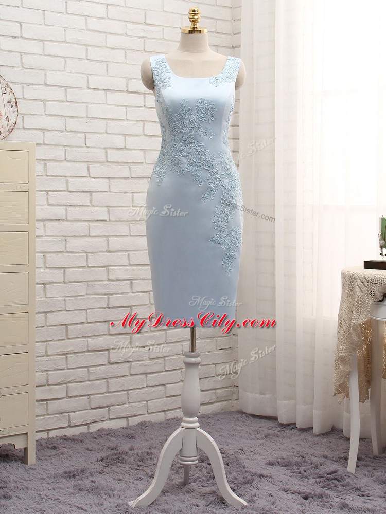 Noble Straps Sleeveless Satin Mother of the Bride Dress Lace and Appliques Zipper