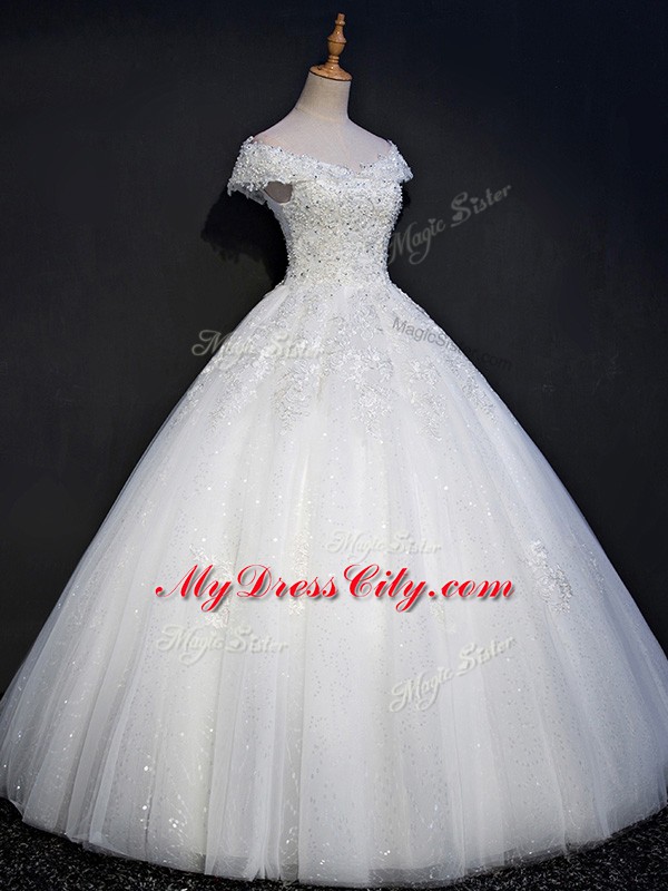 Fashion Sleeveless Beading Lace Up Wedding Dress