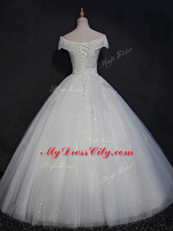 Fashion Sleeveless Beading Lace Up Wedding Dress