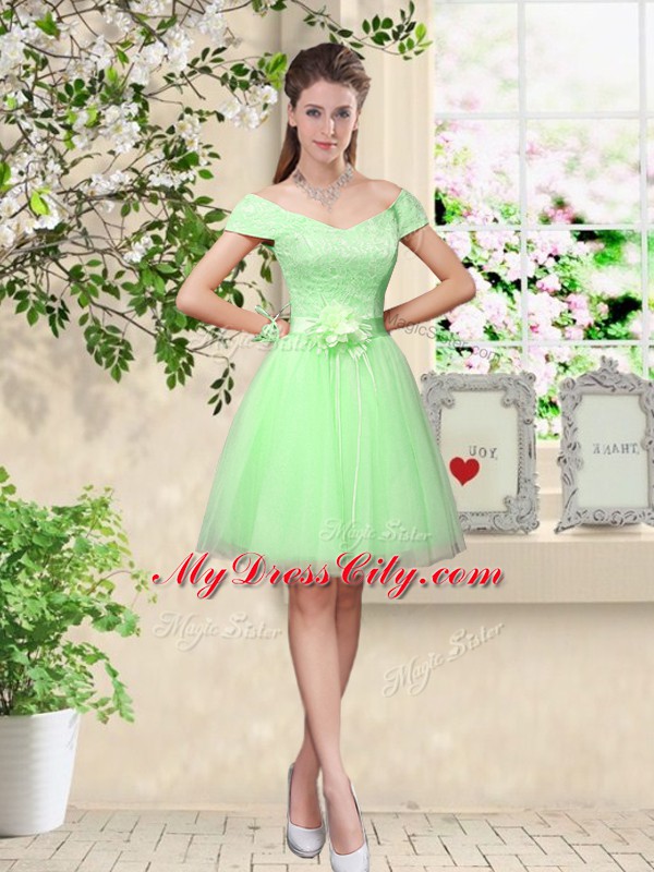Hot Selling Lace and Belt Quinceanera Court Dresses Lace Up Sleeveless Knee Length