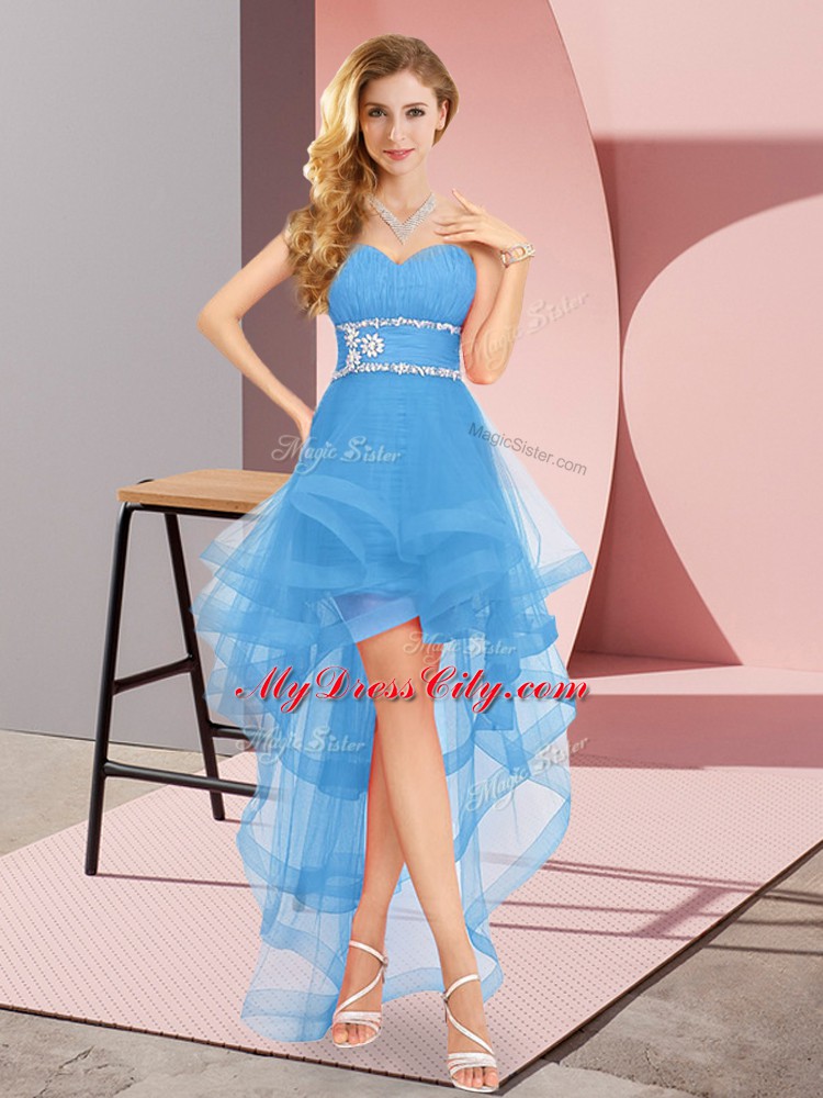 Vintage Sweetheart Sleeveless Lace Up Prom Party Dress Baby Blue Tulle