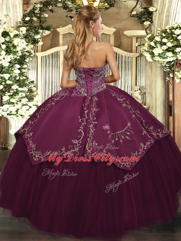 Trendy Floor Length Purple Sweet 16 Dress Taffeta and Tulle Sleeveless Pattern