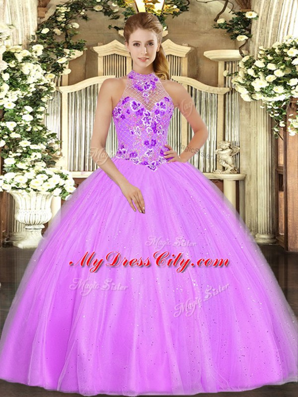 Elegant Sleeveless Lace Up Floor Length Embroidery 15 Quinceanera Dress