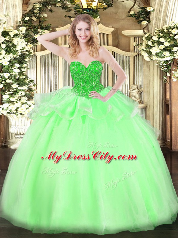 Floor Length Ball Gowns Sleeveless Quinceanera Dresses Lace Up